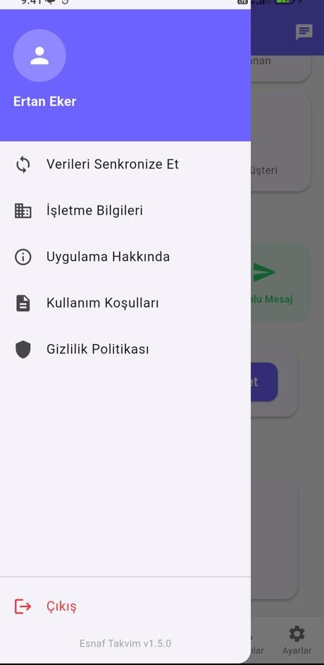 Çekmece menü